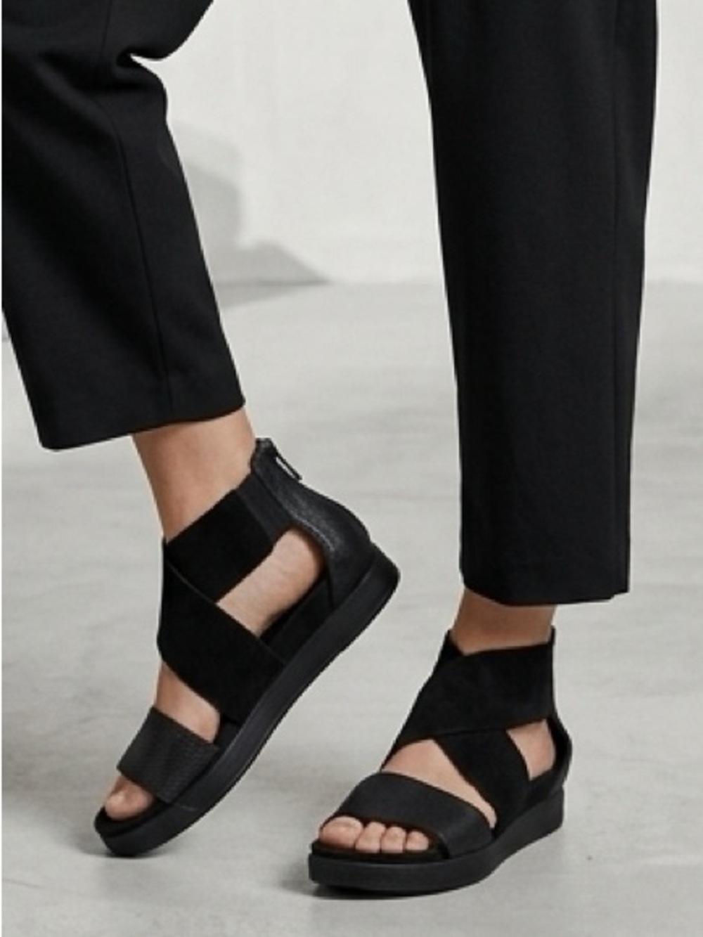 Eileen Fisher Shoes Sport Sandal Women's Size 6 Black Wedge Shoe Suede Open Toe